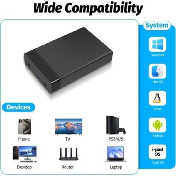 USB 3.0 SATA HDD-dockingstation til 2,5\" og 3,5\" SATA-harddiske/SSD'er (LGL)