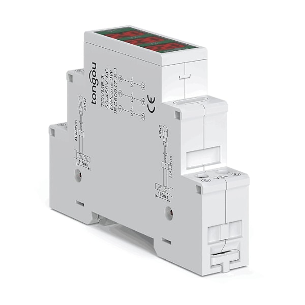 80~500V Trefaset 35mm Din Skinne Montering Spændingsmåler Modulær Voltmeter Måler 3 LED Digital Display LGL