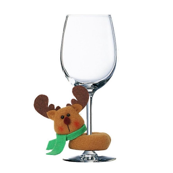 Julevin glassdeksel, julefest middagsbord julepynt (LGL) 6pcs Elk