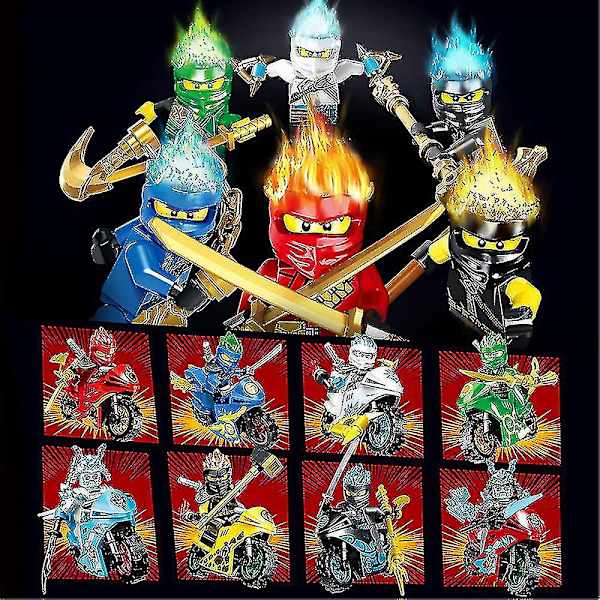 5 cm 8 stk. Motorcykel Ninja Byggeklodser Sæt Mini Actionfigurer Skrivebordsdekoration LGL