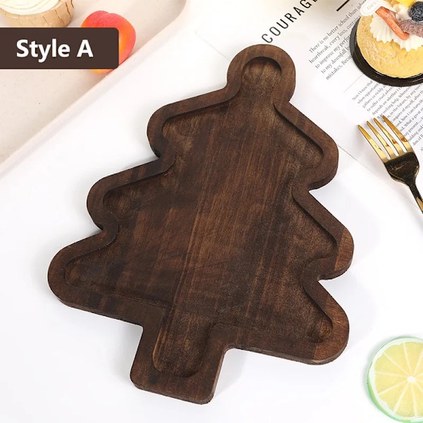 New Christmas Tree Wooden Fruit Plate Food Tray Marry Christmas Party Decorations For Home 2024 Xmas Gifts Happy New Year 2025