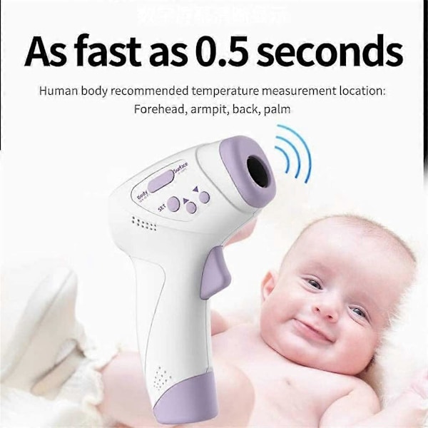 Pande Temperatur Berøringsfri Professionel Digital Infrarød Termometer, LCD Display Feber Advarsel (LGL)