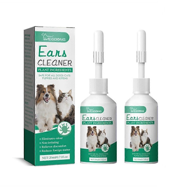 20ML Øredråber til Kæledyr Fjerner Øremider Forbedrer Hørelsen Let at Bruge Effektiv Kat Hunde Ørerenser Kæledyrsartikler LGL 2 pcs