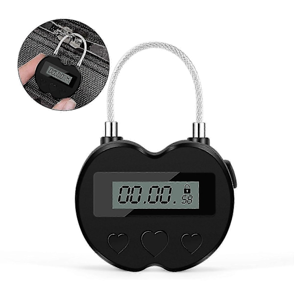 Smart Time Lock LCD Display Tidslås Multifunktionel Elektronisk Rejsetimer, Vandtæt USB Genopladelig Midlertidig Timer Hængelås P2025011076 LGL black