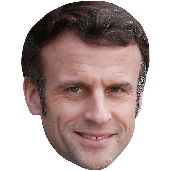 Emmanuel Macron (Leende) Kändismask, Platt Kortansikte (LGL)