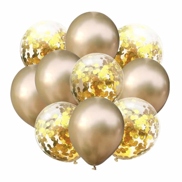 10-pak Balloner Guld Metallic Konfetti Balloner Fødselsdag Guld (LGL)