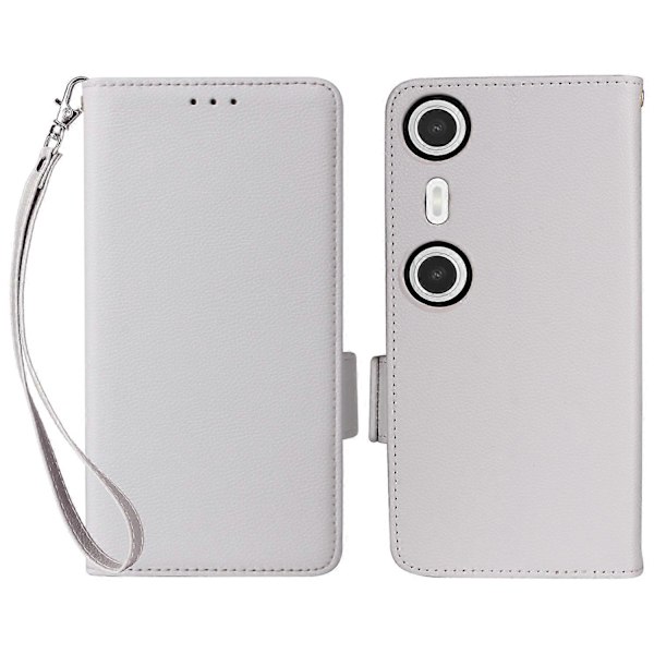 För XREAL Beam Pro Fodral Litchi Textur PU Läder Plånbok Flip Telefonfodral LGL White