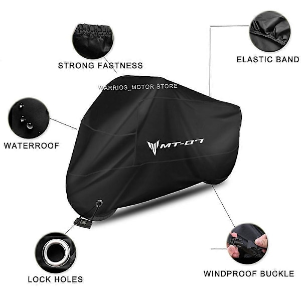 For YAMAHA MT-07 MT07 MT 07 2014-2022 2021 2020 Motorsykkeldeksel UV-beskyttelse Støvtett Snøtett Motorsykkel Vanntett Deksel LGL Silver L for 180cm