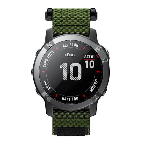 Garmin Fenix 6X/5X/3/3 HR ranneke 26 mm Nylon (LGL) Grön Grøn