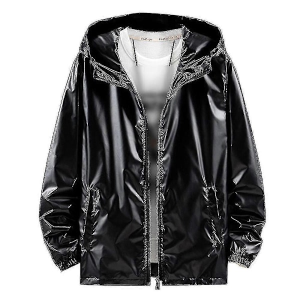Herr Glänsande Vattentät Jacka med Huva LGL Black XL