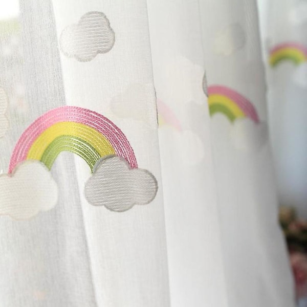 Children's Rainbow Gauze Curtains With Pastoral Embroidery  (LGL)