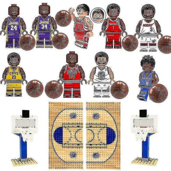 2023-nba Basketball Byggeklosssett Basketball Star Mini Minifigure Basketballbane Basketball