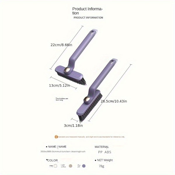 Allsidig 3-i-1 Flis Skrubber Med Svingbart Hode & Stive Børster - Ergonomisk, Multi-Overflate Rengjøringsmiddel For Bad, Kjøkken & Bil White