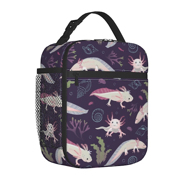 Axolotls Seaweeds Bærbar Lunsjpose for Barn Voksne, Håndholdt Klampose for Gutter, Lunsjpose for Jenter Isolerte Lunsjboks for Skole Reise Off