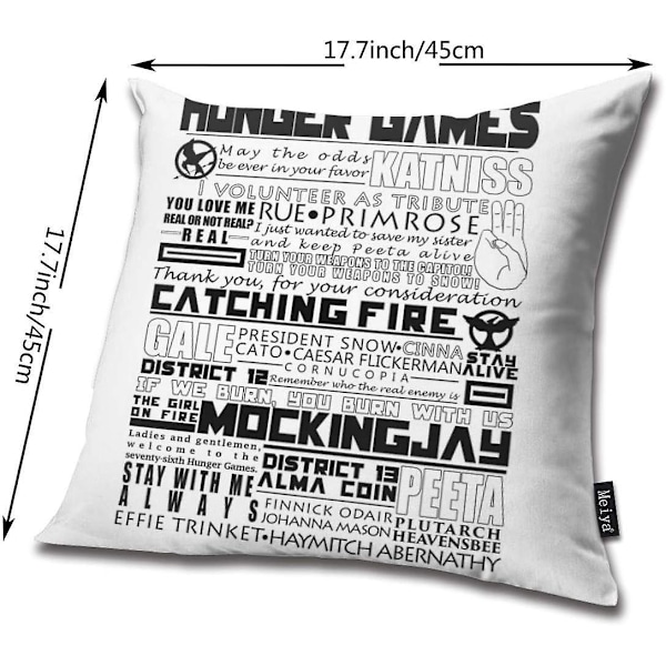 Hunger Games Kuddfodral 18 x 18 tum 45 x 45 cm för soffa säng lantlig jul hem dekorativ (LGL) 45x45cm