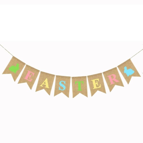 Glad Påsk Banner Påsk Säckvävsbanner Påskhare Vimpel (LGL)