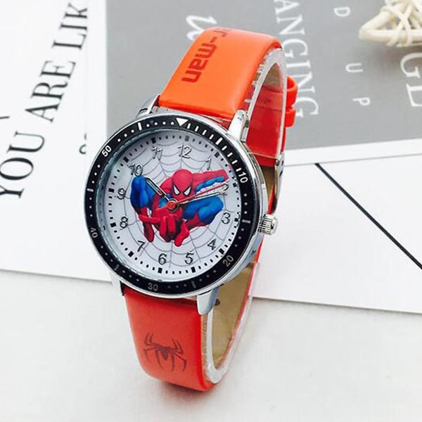 Spider-man Quartz Watch Superhero Thor Hulk Kids Student Cartoon Wristwatch Gifts [LGL] Red