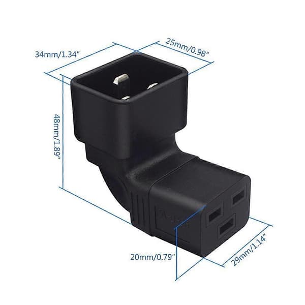 IEC320 C20 Han til IEC320-C19 Hun Adapter Kedelstik 3-benede Stik (LGL)