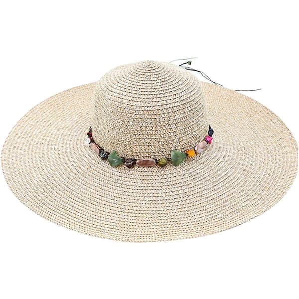 Dame Bredskygget Stråhat Foldbar Solhat UPF 50+ (Beige) (LGL)