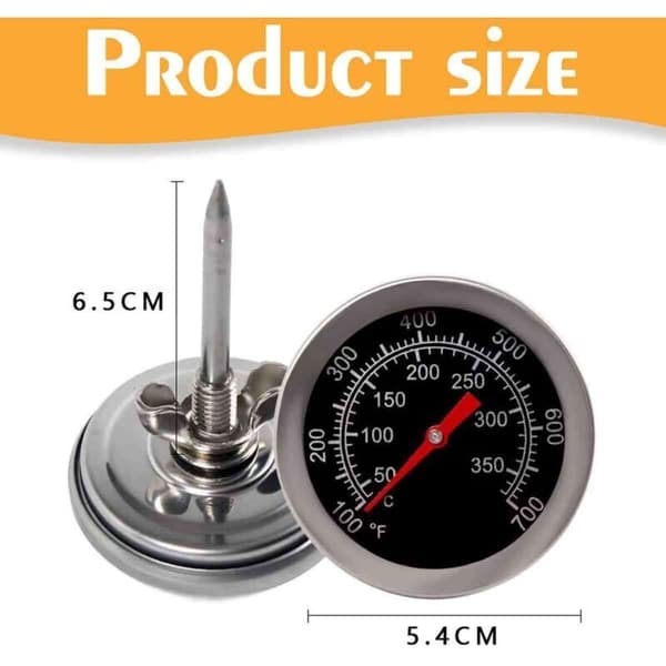 Ovntermometer i rustfrit stål til grillrygertermometer 50 til 350 °C, 100 til 700 ℉ (Type A 350°C) parti af 1 (LGL)