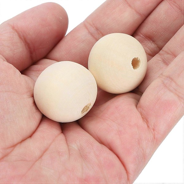 100 st 25 mm Träpärlor Runda Dekorationspärlor för Smyckestillverkning/DIY Hantverk LGL