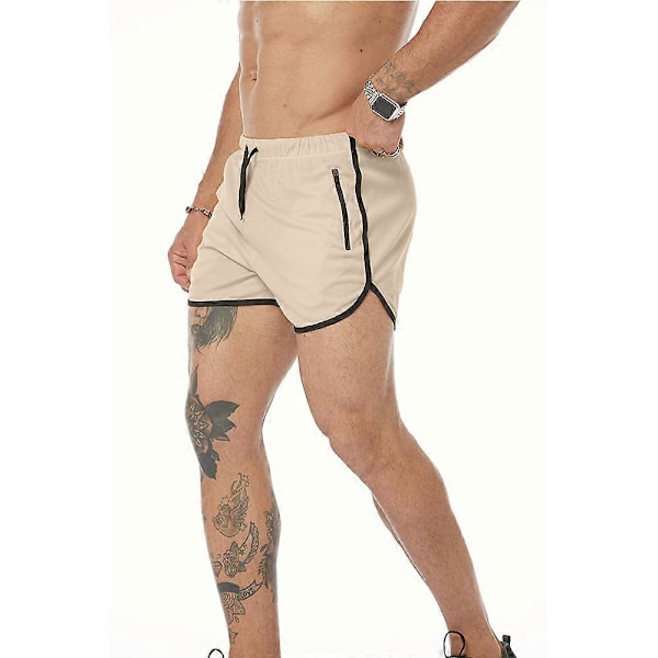 Urheilushortsit Juoksuun Hengittävät treenishortsit Kuntosalishortsit taskuilla miehille - LGL Khaki XL