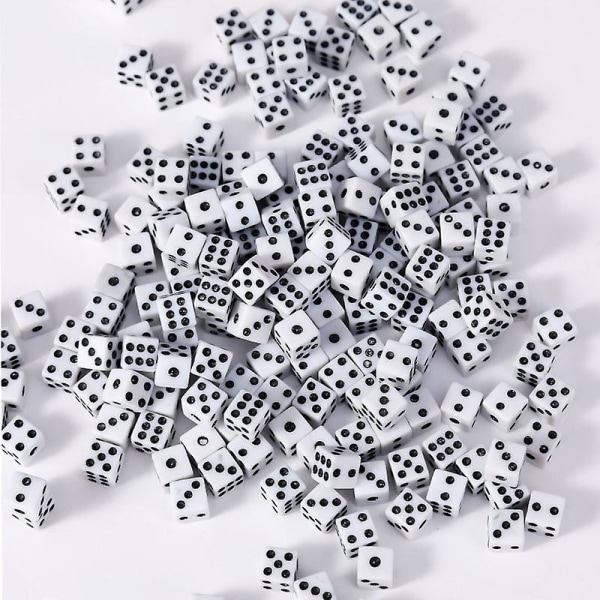 50 stk./parti terninger 8mm 6 farver plastik hvide terninger til spil Standard sekssidet beslutningstager fødselsdagsfester brætspil Drop Shipping White