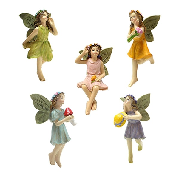 Fairy Figurine 5PCS Resin Fairy Figures with Fly Wing Miniature Fairy Garden Figurines Lovely Fairy [L]