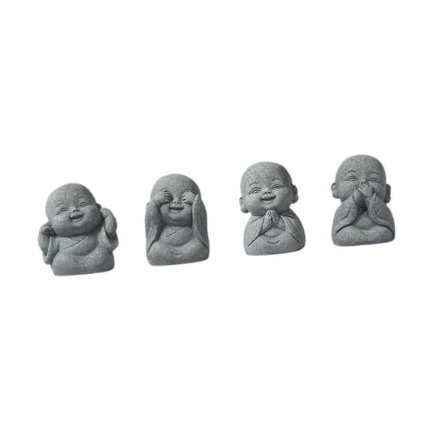 4 st Mini Buddha Munkar Figurer Prydnader för Studierum Vardagsrum Kontor (LGL)