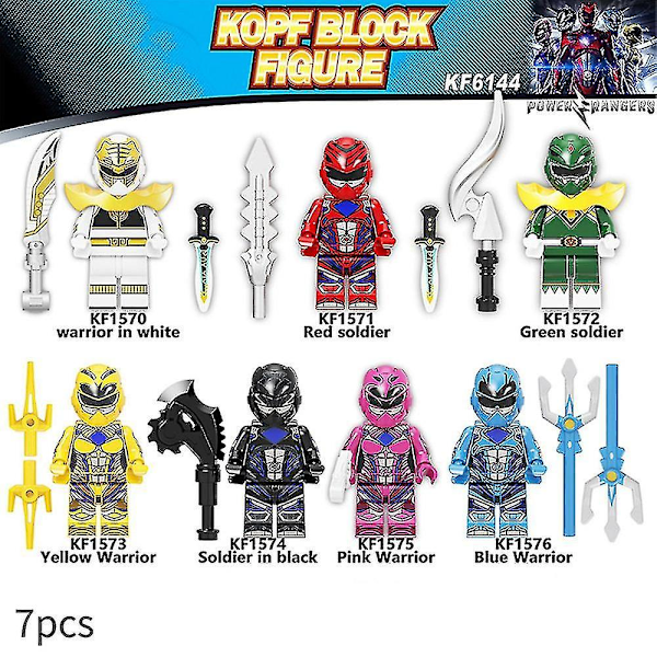 7 stk./sæt Power Rangers byggeklodser figurer samling minifigurer til børn legetøj gaver [GGL]