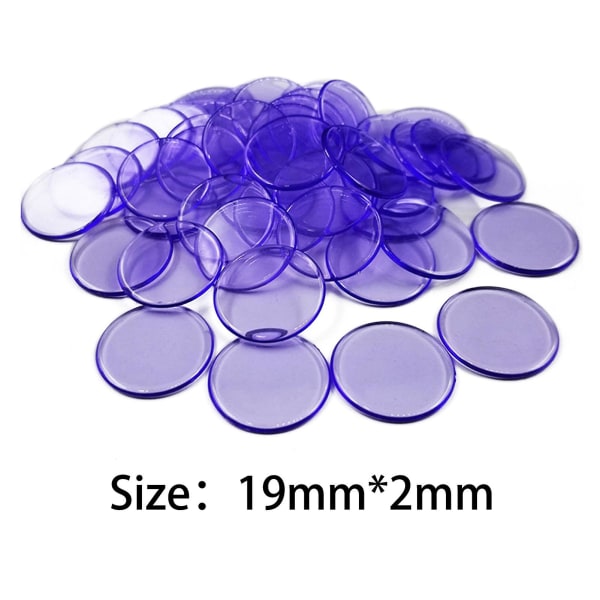 Haloppe 100st 19mm Bingo Chips Transparent Color Counting Math Game Counters Markers Dark Purple 100pcs