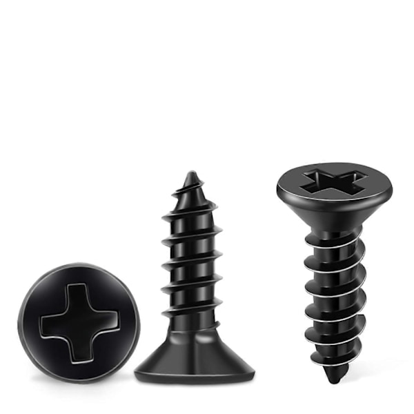 100 STK Rustfri Stål Skruer 18-8 A2 Kryds Forsænket Hoved PH 4 x 16 mm Sorte Selvskærende Skruer, Rustfri Sort Oxid DIY Træskrue M4 (LGL)