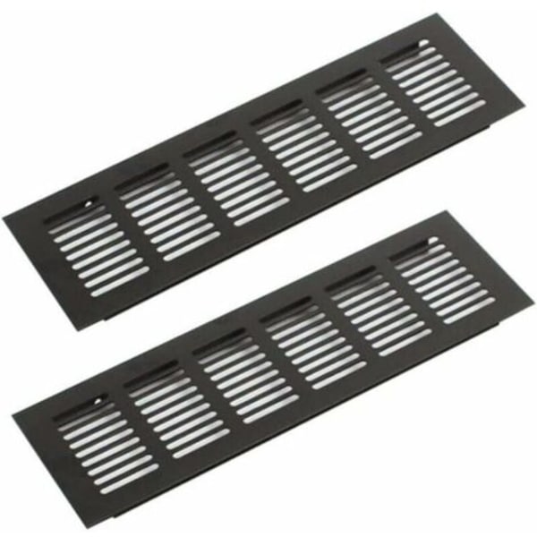 2-delt aluminiumsventilationsrist, rektangulær luftventil, legeret luftventil, sort rist, 250 x 80 mm (LGL)