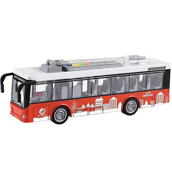 Billegetøjsgave til børn Cool Stilfuld Lys Musik Inertia Bus Bus Simulation LGL White public security bus (910c)