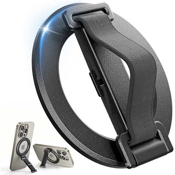 Telefongreb, Aftagelig MagSafe Ringholder med Støttefod Fingerring, Sort (LGL)