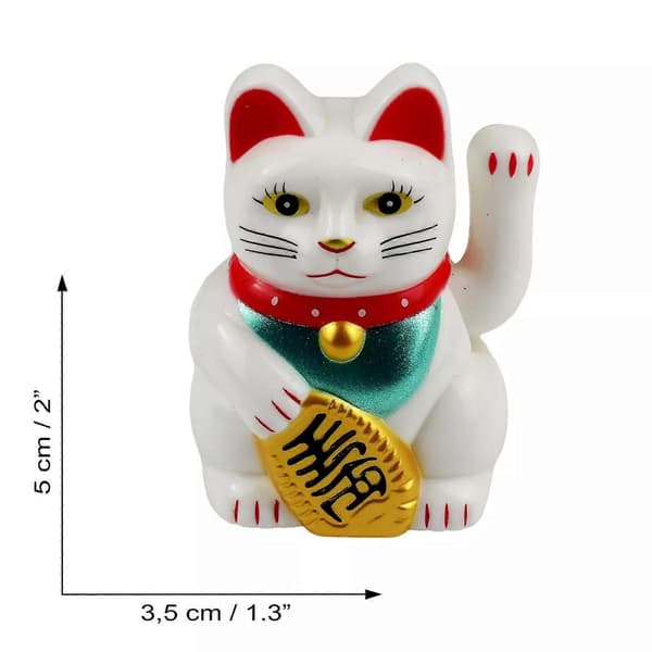 Lucky Cat Mini Maneki-neko Vinkende Kat Solar 5cm (LGL) White