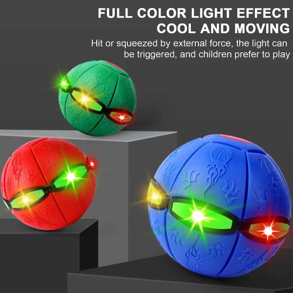 Magisk ball leketøy med lys Ufo Bærbar flygende tallerken Leker Stomp Magisk ball Barneleke Kreativ dekompresjon ball leke for barn Utendørs gave[GL] blue 3 led light