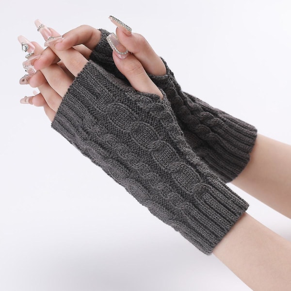 Kvinders håndledsvarmere Tykke strikkede fingerløse handsker vintervante