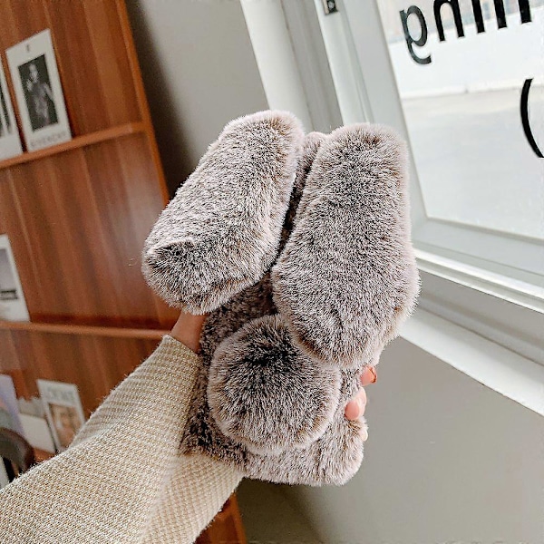 Kaninformet Fluffy Fur Belagt TPU Telefon Cover Shell til Samsung Galaxy S21 5G/4G LGL Multicolor Style E