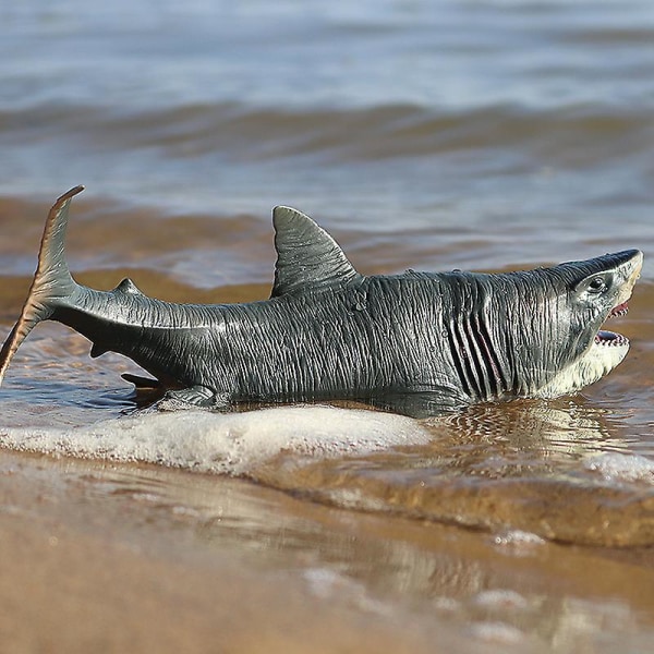 Megalodon hajleksaker - Perfekta presenter till barn - 27 cm lång - Rörlig käke - Realistiska hajfigurer - Födelsedagspresent till pojkar och flickor [GL]