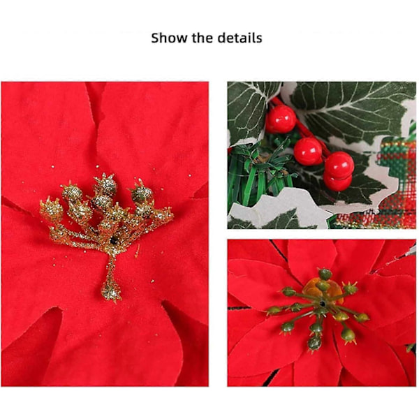 Konstgjord Jul Droppformad Dekoration, Hängande Juldekoration med Röda Julblommor, Vintertallbarr (1 ST) (LGL)