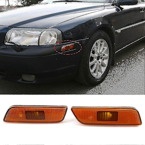 WJTG 2 stk. Sidemarkeringslysdæksel Foran Modificerede Dele Abs Blinklysindikatorhus 9188263 9188264 Kompatibel Volvo S80 99-06J LGL