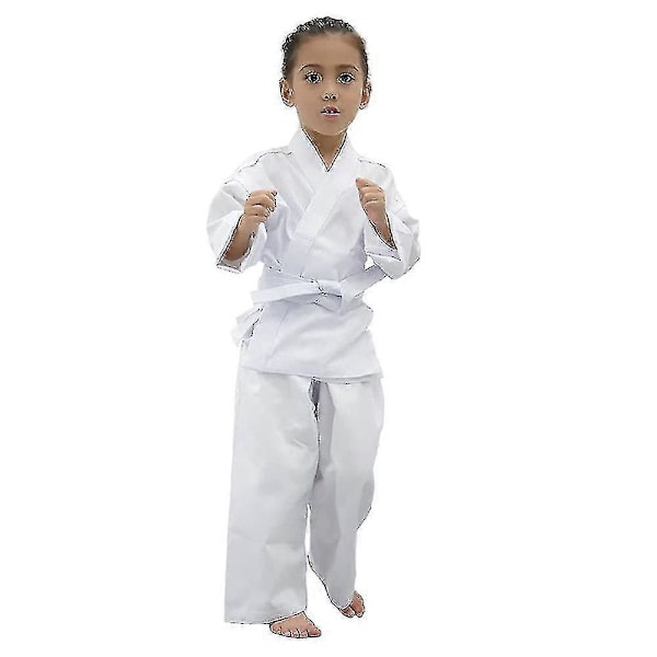 Karateuniform med gratis bælte, hvid karate gi til børn og voksenstørrelse LGL L