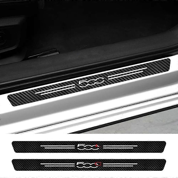 Motorkøretøjsdele 4 stk. Bilbeskyttende sparkepladestrimmel til Fiat 500 500C 2012 500X 500L Abarth 695 Kulfiber Dekor Mærkat Auto Tilbehør LGL For 500C