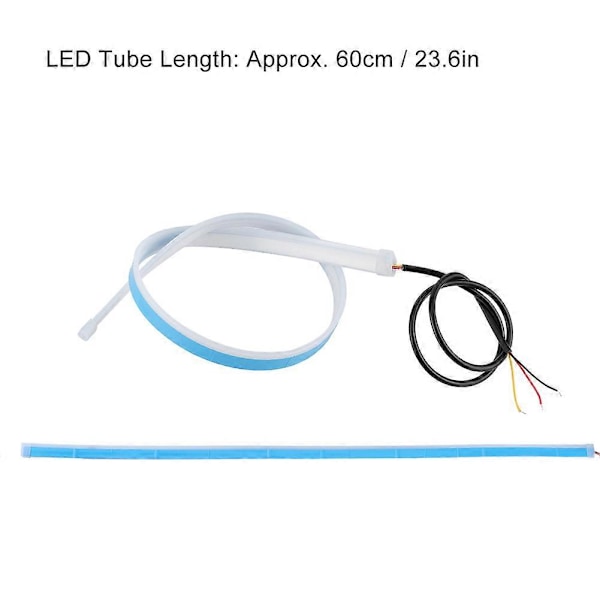 2 stk. LED kørelys sekventiel fleksibel blinklysstrimmel 60 cm / 23,6 tommer (LGL)