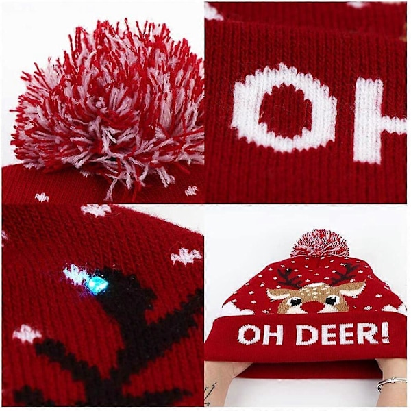 LED Lysende Strikket Grim Jule Sweater Julehat (LGL)