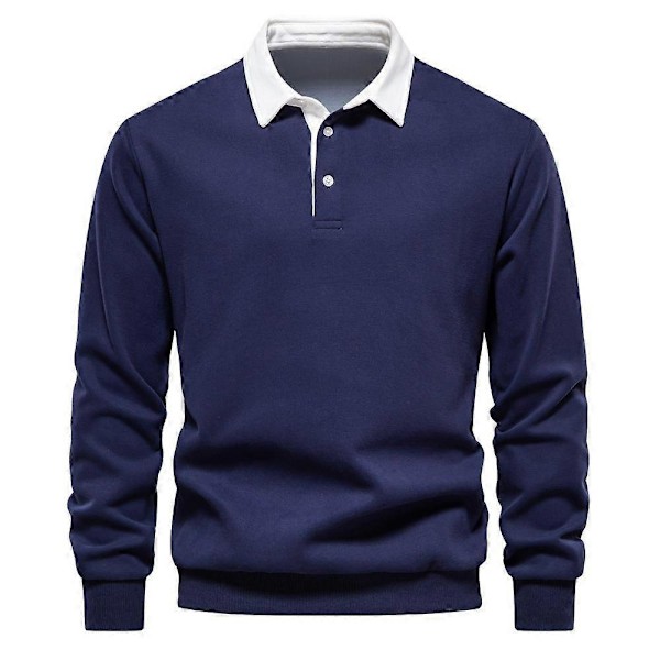Höstmode Enfärgad Design Pikétröjor för Män Casual och Social Klädsel Bomulls Tröjor Herr LGL brown XS