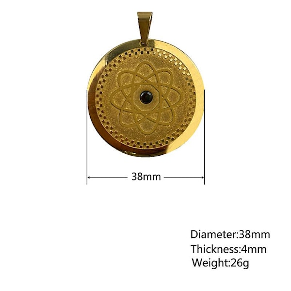 Kvantevitenskap Skalar Energi Helse Halskjede Rund Rustfritt Stål Germanium Stein Anheng for Menn Kvinne Far Mor [GGL] Gold