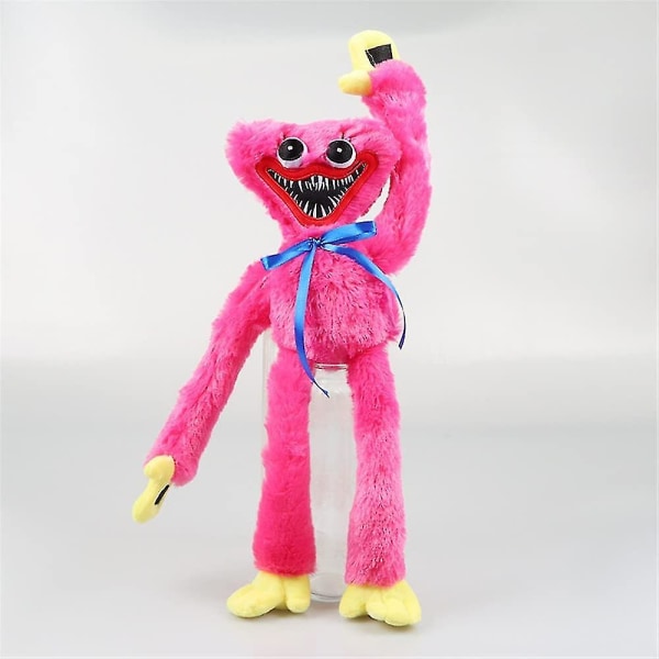 Poppy Playtime Huggy Wuggy plysjleker, blå juletegneserie plysjdukke, realistisk blå pølsemonster skrekkjuletegneserie utstoppa dukkegave for spill F Blue - Pink