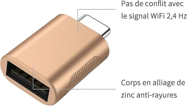 USB C til USB Adapter (2-pak), USB-C til USB 3.0 Adapter, USB Type-C til USB Adapter (Guld) (LGL)